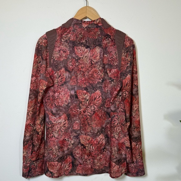 Byron Lars Beauty Mark Womens Floral Blouse Top Size 8 Silicone Shoulder Detail - Picture 6 of 15